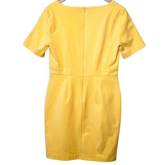 Ann Taylor NWT Yellow Square Neck Womens Short Sleeve Sheath Midi Dress Size 8 - Picture 4 of 8